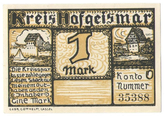 1 mark banknot zastępczy Gieselwerder