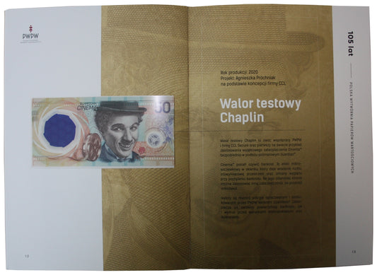 105 lat PWPW, banknoty testowe Chaplin, Afryka 55, Sowa, znaki wodne, ryt, karta NFT