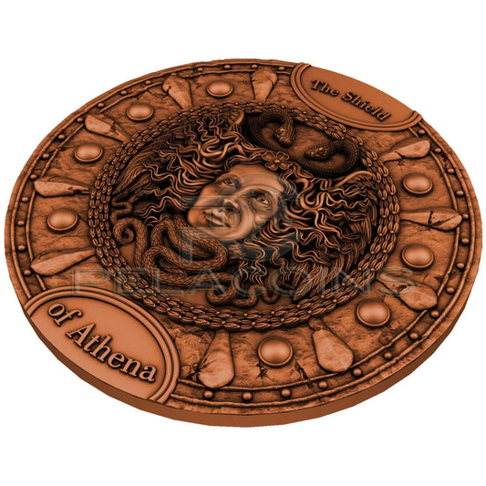 Niue 2022 5$ SHIELD OF ATHENA - Ag copper plating 2oz