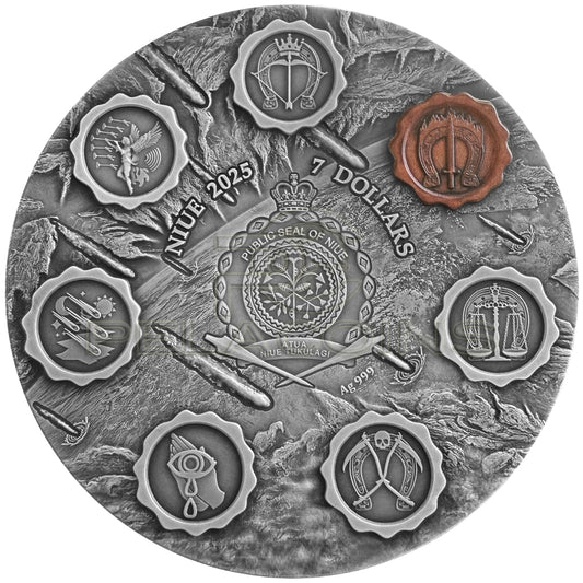 Niue 2025 7 Dollars Seven Seals of the Apocalypse - Red Horse 3oz