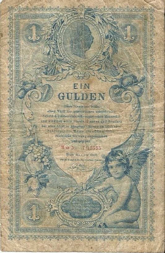 1 Gulden / 1 Forint Austro-Węgry 1888 r. stan 4 ciekawy numer 7.15555