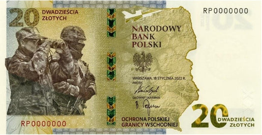 20 złotych banknot - Ochrona polskiej granicy wschodniej