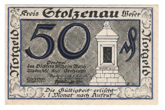 50 Pf banknot zastępczy miasto Stolzenau 1921