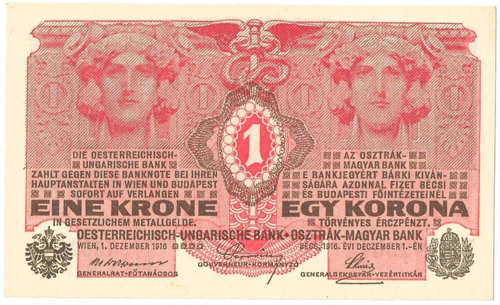 Austro-Węgry, 1 korona, egy korona, eine krone, 1916, stan 1/1-, piękny