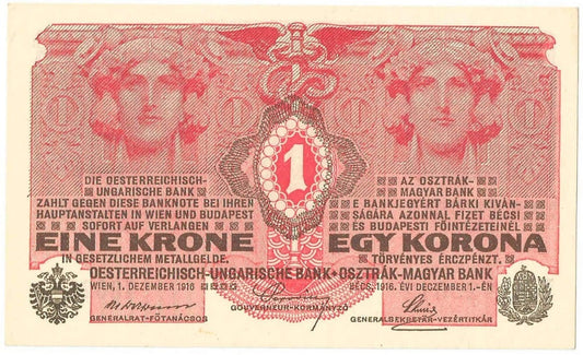 Austro-Węgry, 1 korona, egy korona, eine krone, 1916, stan 1/1-, piękny